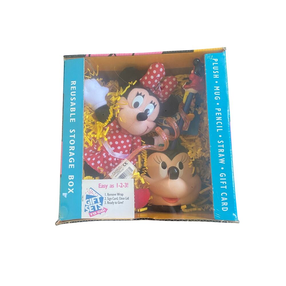 Vintage Mickey Unlimited Minnie Mouse Plush Mickey Mug pencil & Straw